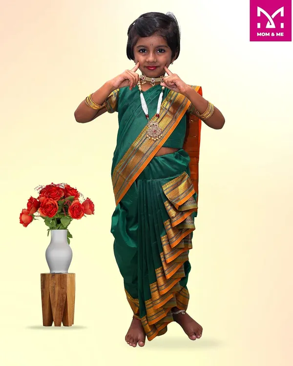 Green_Belgaon_Silk_Premium_&_Elegant_Nauwari_Saree_For_Girls
