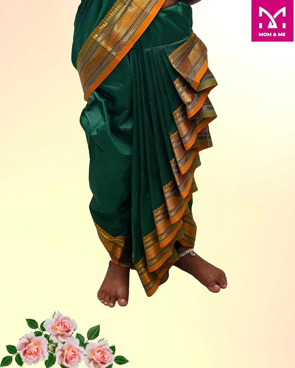 Green_Belgaon_Silk_Premium_&_Elegant_Nauwari_Saree_For_Girls
