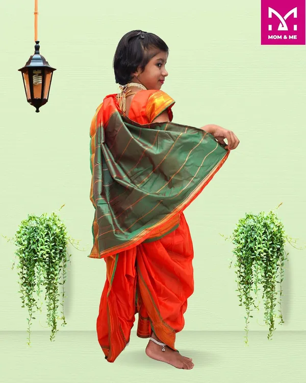 Orange_Belgaon_Silk_Premium_&_Elegant_Nauwari_Saree_For_Girls