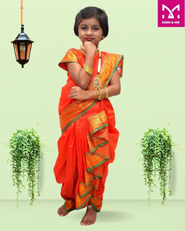 Orange_Belgaon_Silk_Premium_&_Elegant_Nauwari_Saree_For_Girls