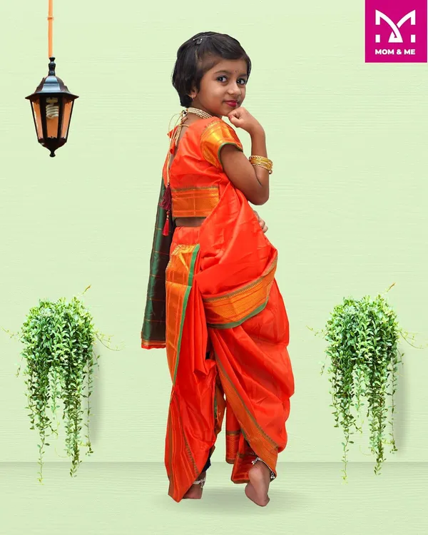 Orange_Belgaon_Silk_Premium_&_Elegant_Nauwari_Saree_For_Girls