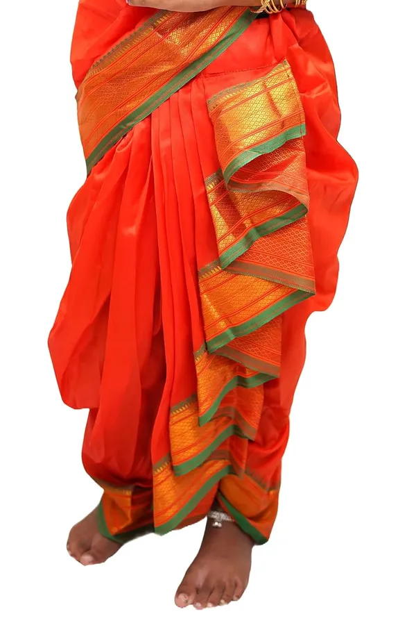 Orange_Belgaon_Silk_Premium_&_Elegant_Nauwari_Saree_For_Girls