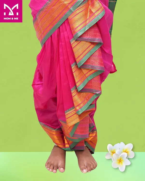 Pink_Belgaon_Silk_Premium_&_Elegant_Nauwari_Saree_For_Girls