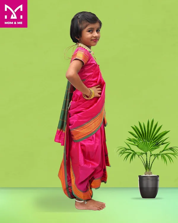 Pink_Belgaon_Silk_Premium_&_Elegant_Nauwari_Saree_For_Girls