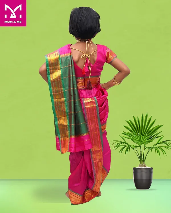 Pink_Belgaon_Silk_Premium_&_Elegant_Nauwari_Saree_For_Girls