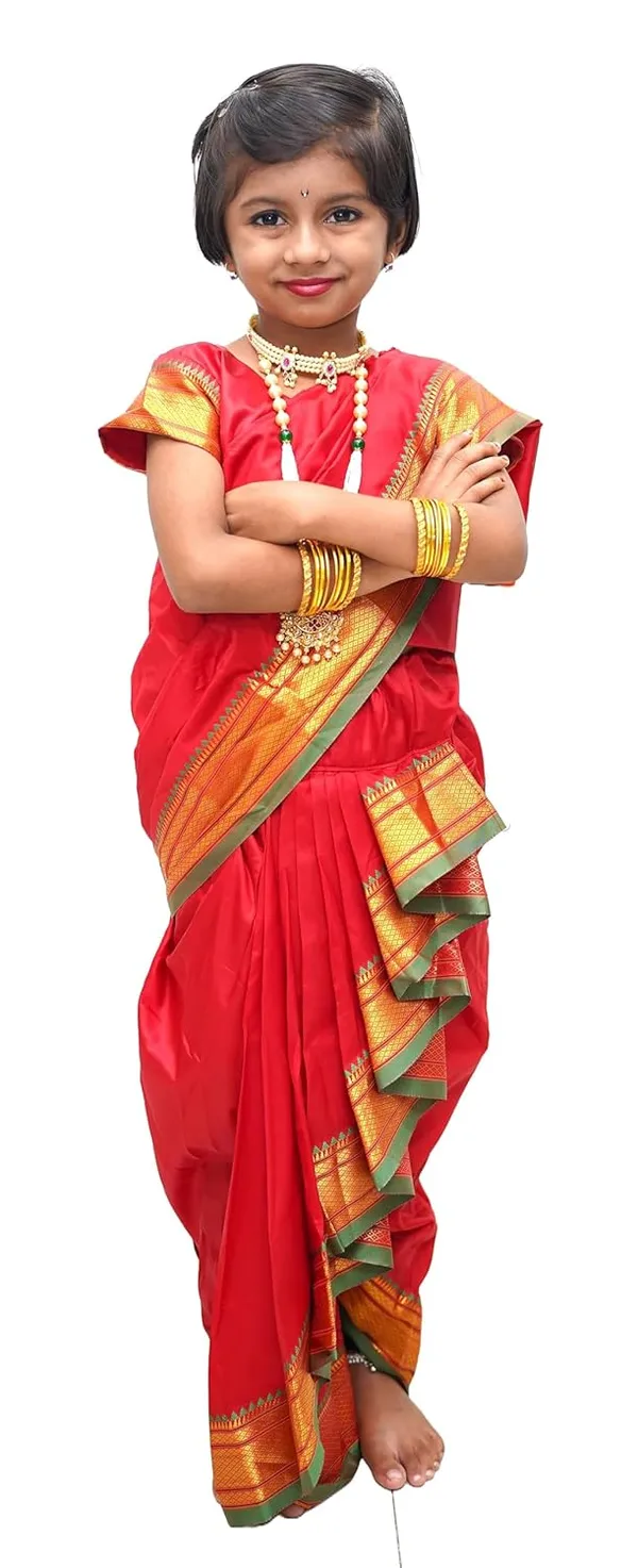 Red_Belgaon_Silk_Premium_&_Elegant_Nauwari_Saree_For_Girls