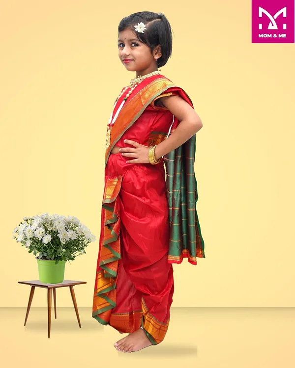 Red_Belgaon_Silk_Premium_&_Elegant_Nauwari_Saree_For_Girls