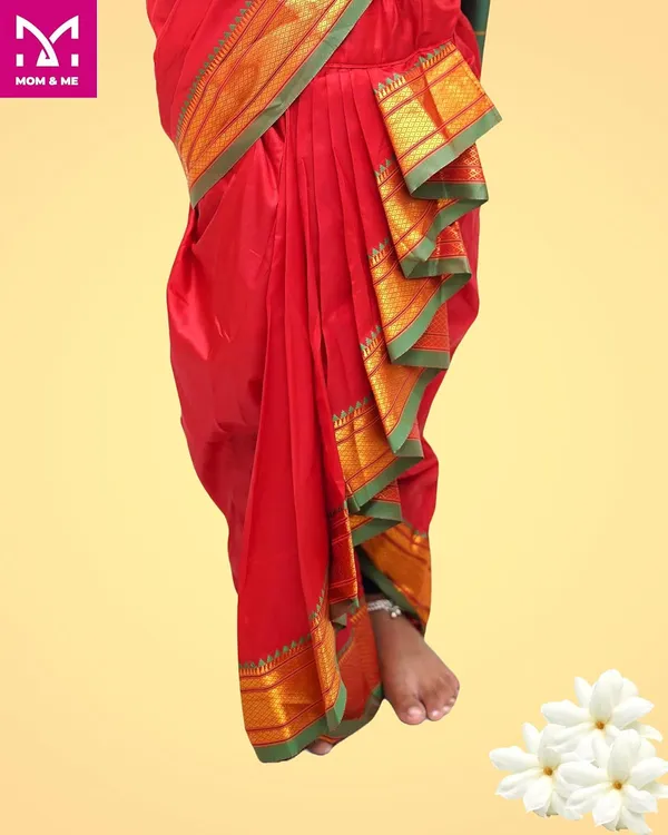 Red_Belgaon_Silk_Premium_&_Elegant_Nauwari_Saree_For_Girls