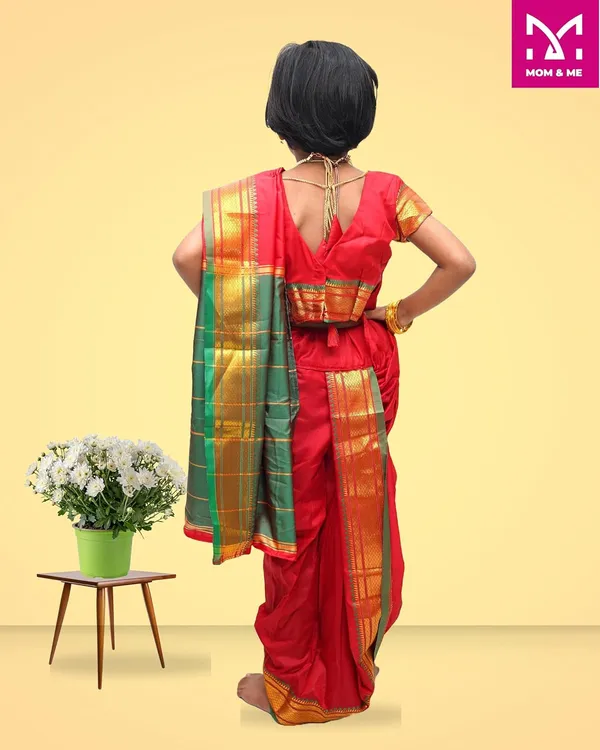 Red_Belgaon_Silk_Premium_&_Elegant_Nauwari_Saree_For_Girls
