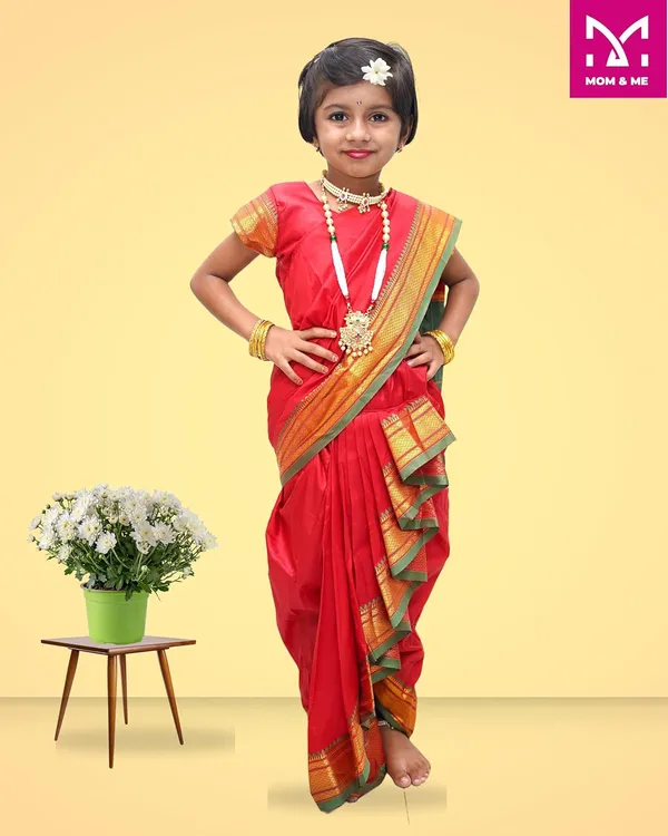 Red_Belgaon_Silk_Premium_&_Elegant_Nauwari_Saree_For_Girls