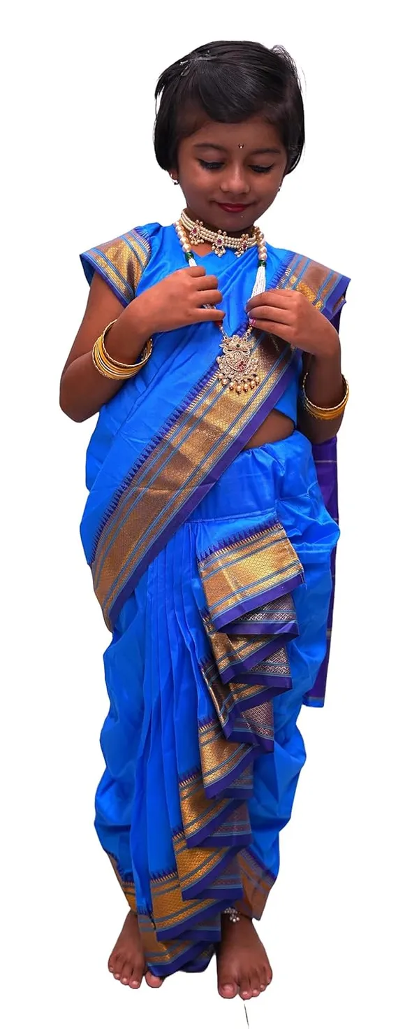Sky_Blue_Belgaon_Silk_Premium_&_Elegant_Nauwari_Saree_For_Girls