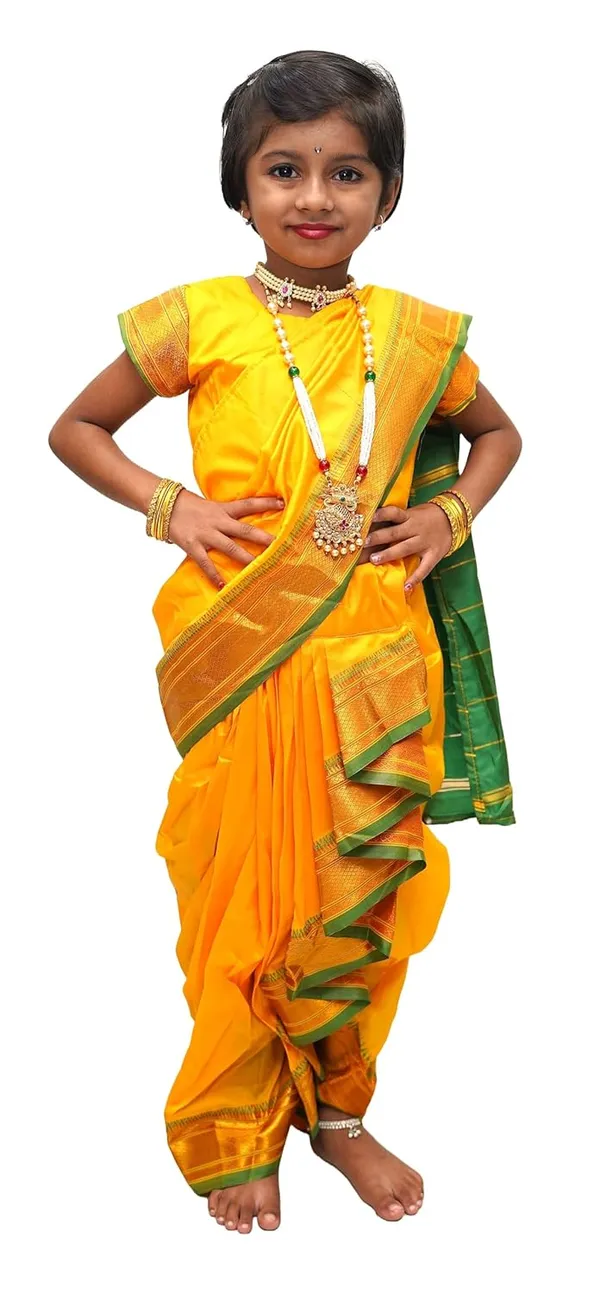 Yellow_Belgaon_Silk_Premium_&_Elegant_Nauwari_Saree_For_Girls