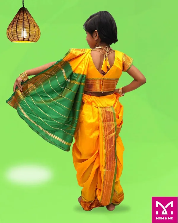 Yellow_Belgaon_Silk_Premium_&_Elegant_Nauwari_Saree_For_Girls