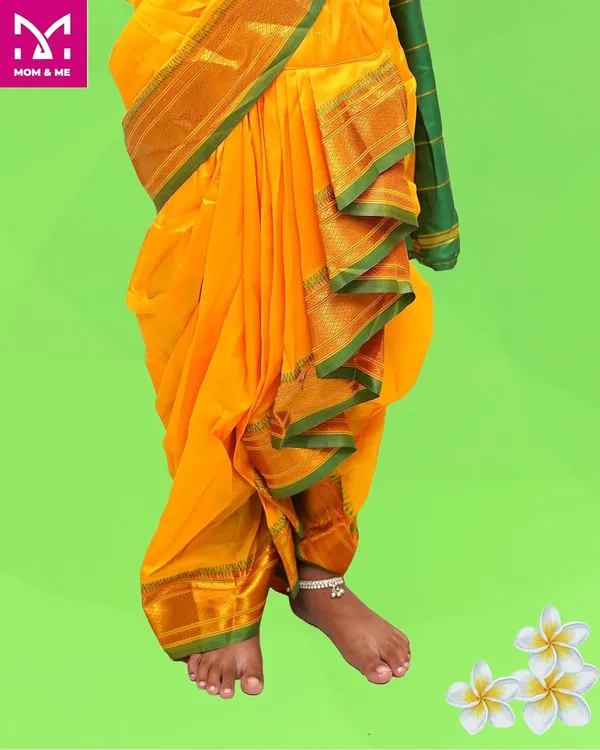 Yellow_Belgaon_Silk_Premium_&_Elegant_Nauwari_Saree_For_Girls