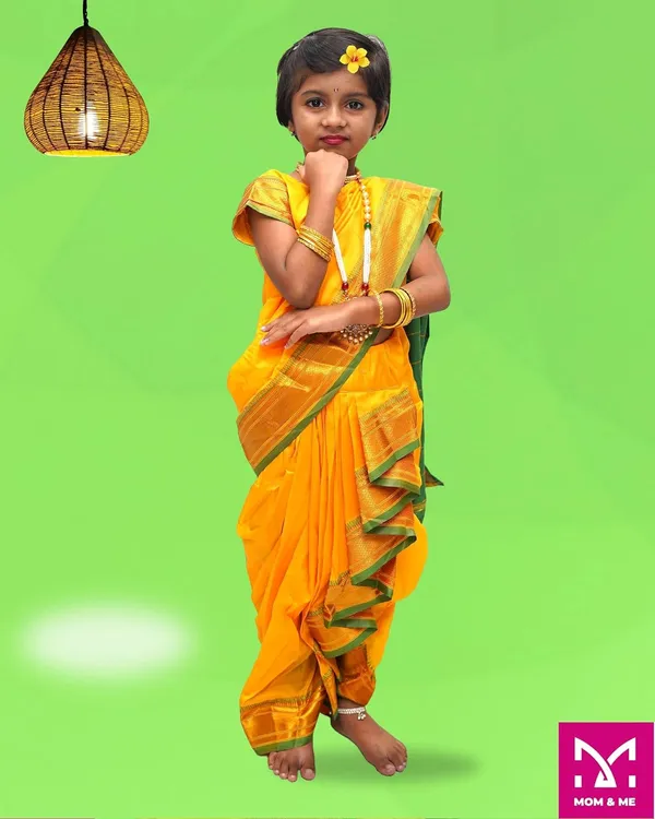 Yellow_Belgaon_Silk_Premium_&_Elegant_Nauwari_Saree_For_Girls