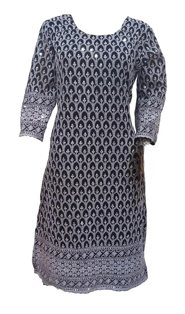 Black_Georgette_Chikankari_Premium_&_Elegant_Kurta_For_Women