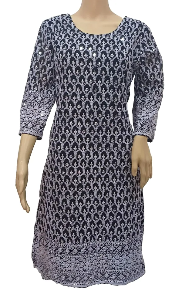 Black_Georgette_Chikankari_Premium_&_Elegant_Kurta_For_Women