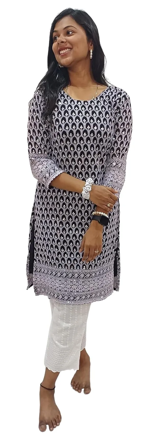 Black_Georgette_Chikankari_Premium_&_Elegant_Kurta_For_Women