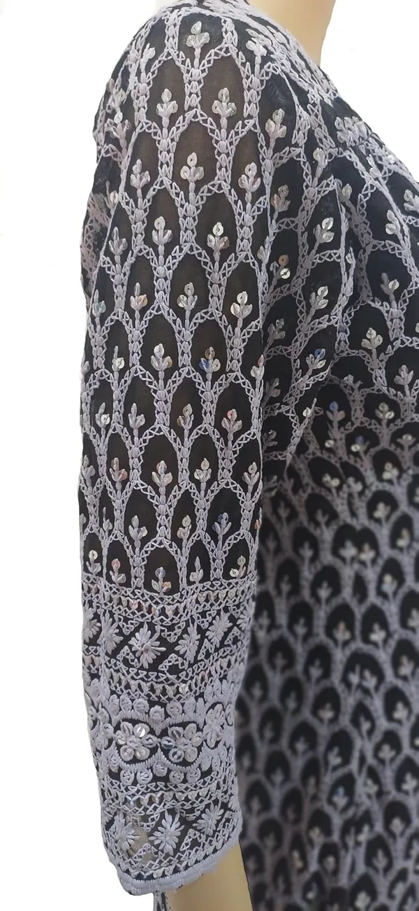 Black_Georgette_Chikankari_Premium_&_Elegant_Kurta_For_Women