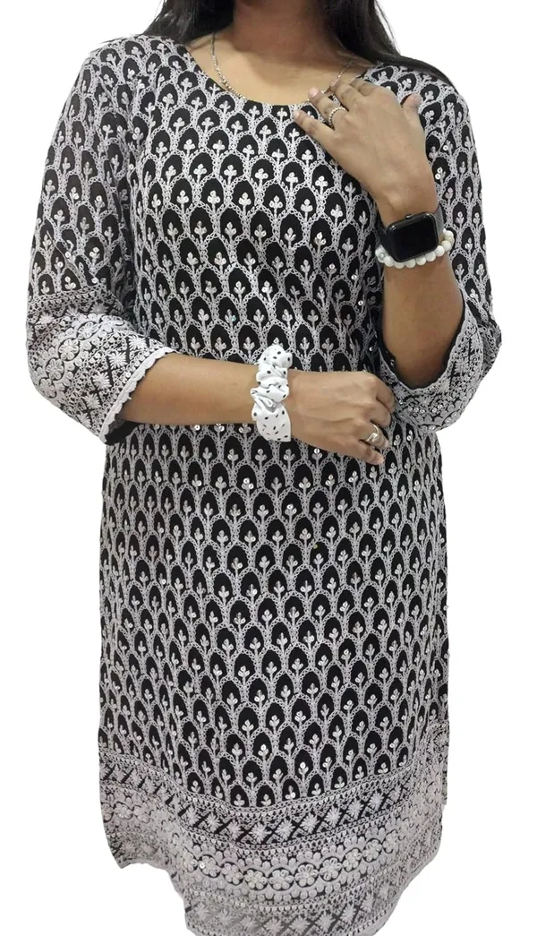 Black_Georgette_Chikankari_Premium_&_Elegant_Kurta_For_Women