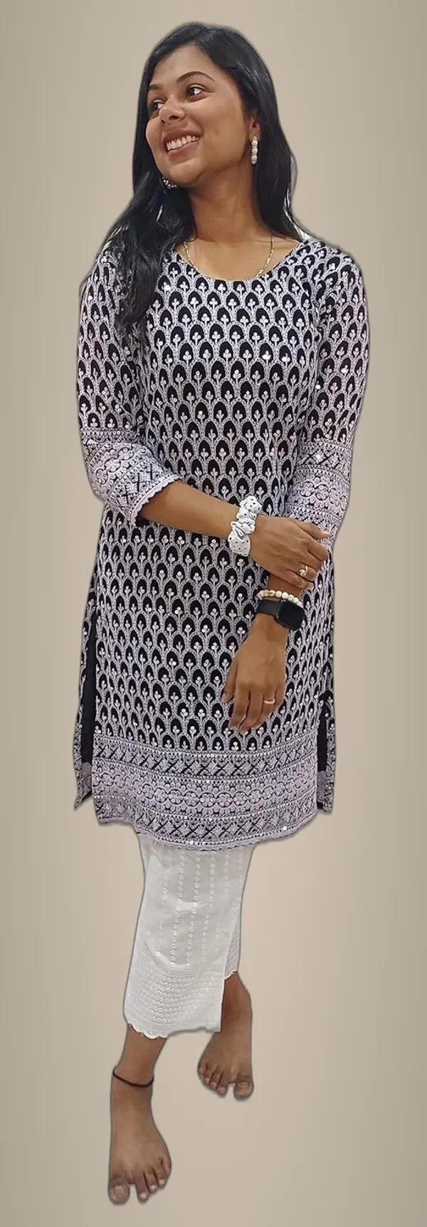 Black_Georgette_Chikankari_Premium_&_Elegant_Kurta_For_Women