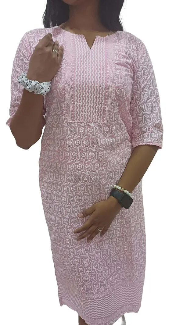 Pink_Georgette_Chikankari_Premium_&_Elegant_Kurta_For_Women