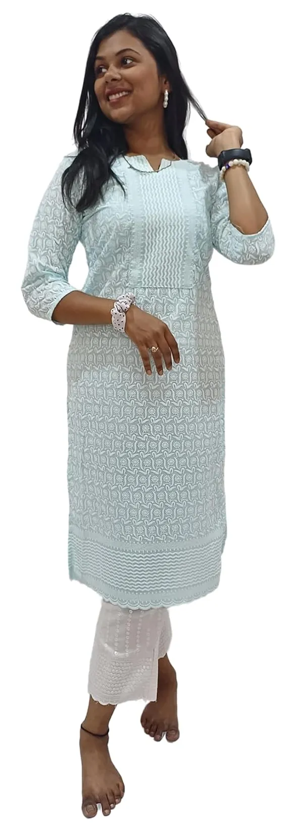 Sky_Blue_Georgette_Chikankari_Premium_&_Elegant_Kurta_For_Women
