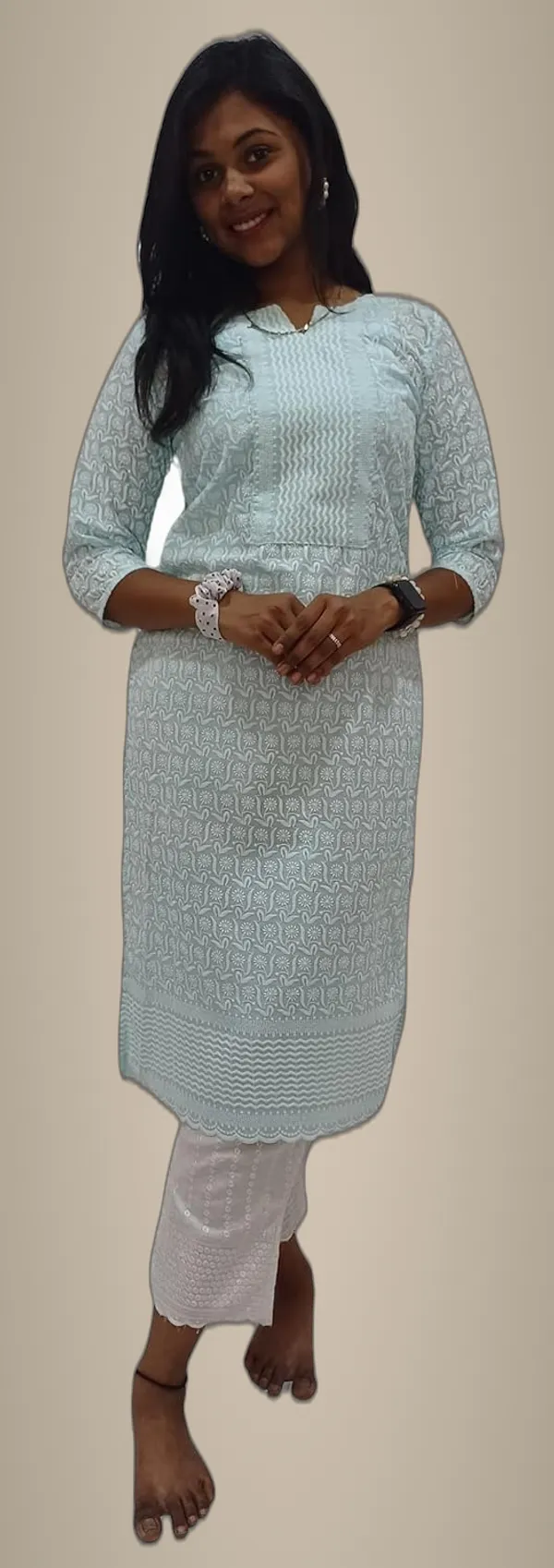 Sky_Blue_Georgette_Chikankari_Premium_&_Elegant_Kurta_For_Women
