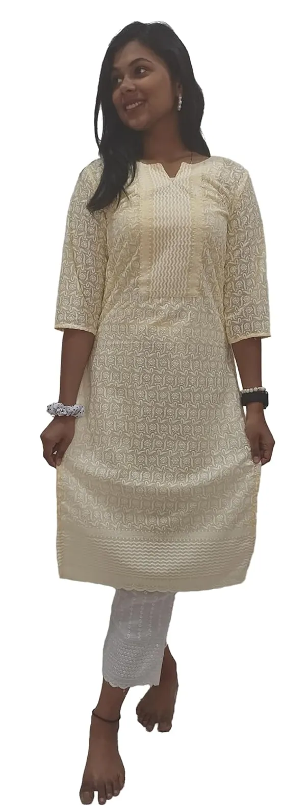 Yellow_Georgette_Chikankari_Premium_&_Elegant_Kurta_For_Women