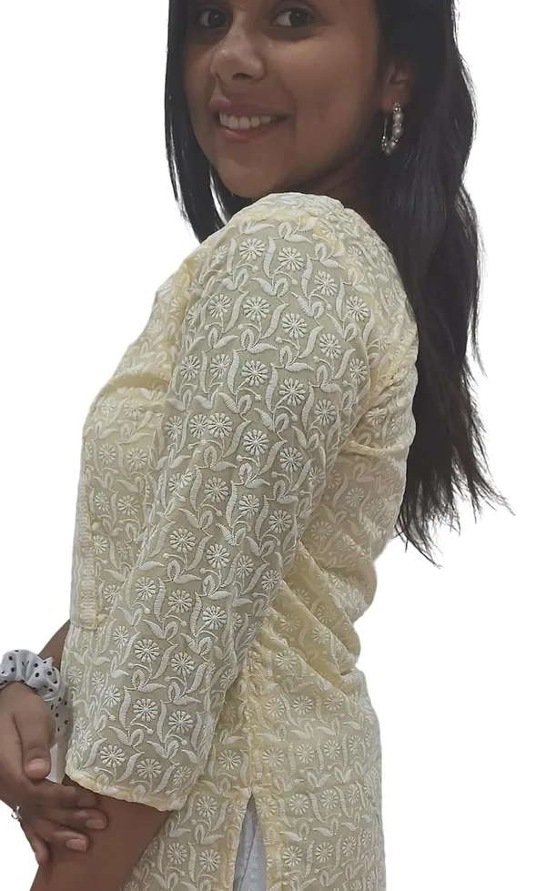 Yellow_Georgette_Chikankari_Premium_&_Elegant_Kurta_For_Women