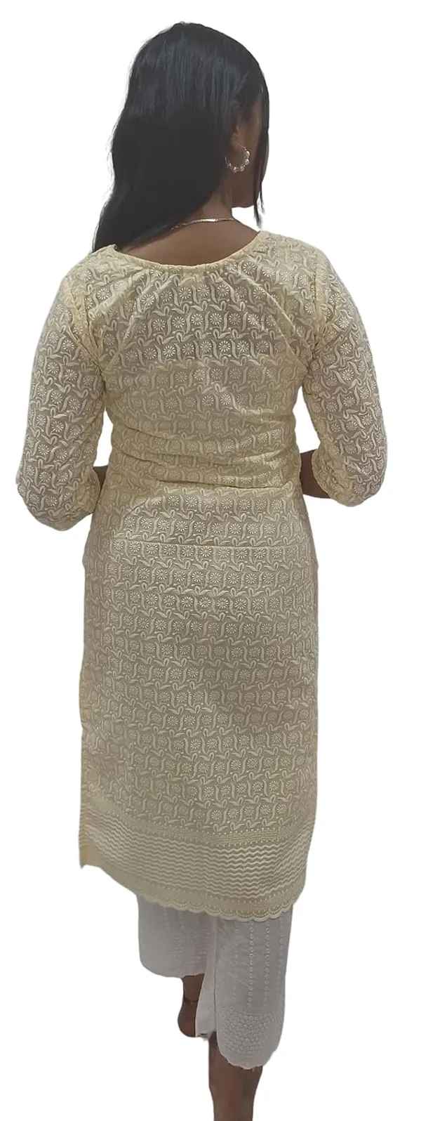 Yellow_Georgette_Chikankari_Premium_&_Elegant_Kurta_For_Women