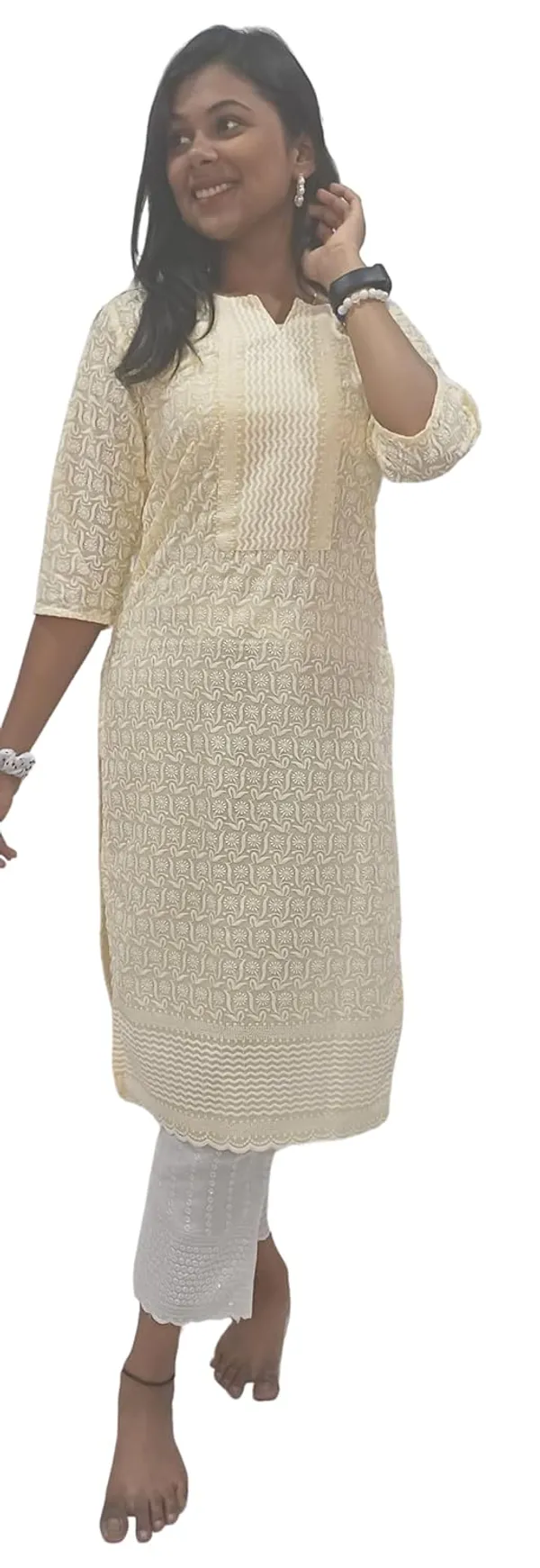 Yellow_Georgette_Chikankari_Premium_&_Elegant_Kurta_For_Women