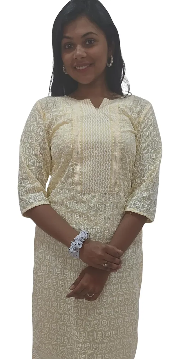 Yellow_Georgette_Chikankari_Premium_&_Elegant_Kurta_For_Women