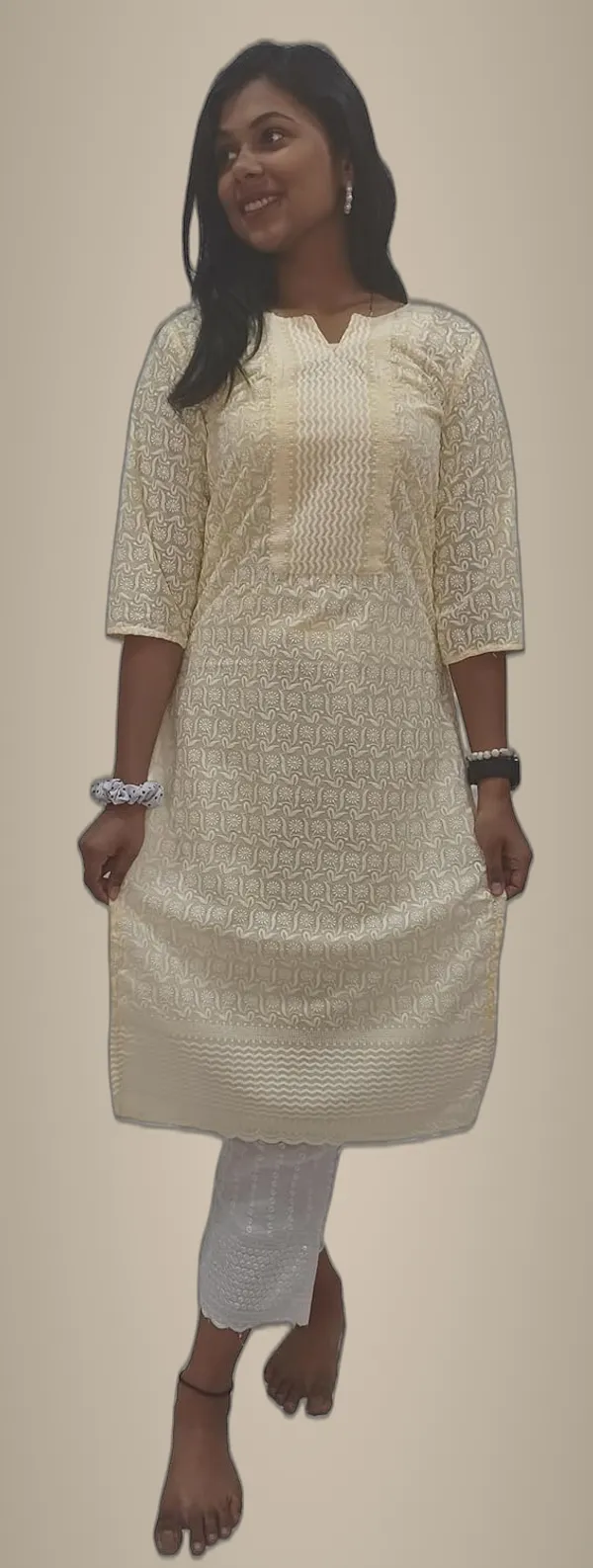 Yellow_Georgette_Chikankari_Premium_&_Elegant_Kurta_For_Women