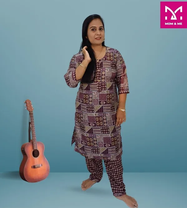 Wine_Cotton_Premium_&_Elegant_Kurta_Co-Ord_Set_For_Women