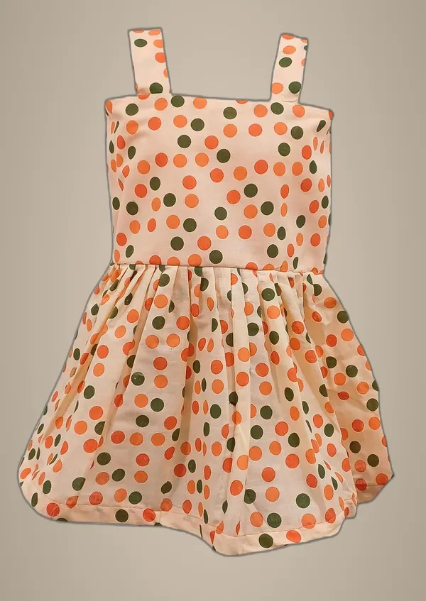 Peach_Cambric_Cotton_&_Polka_Dot_Premium_&_Elegant_Frock_For_Girls