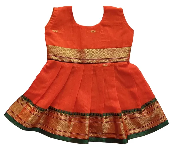 Orange_Cotton_Silk_Premium_&_Elegant_Frock_For_Girls
