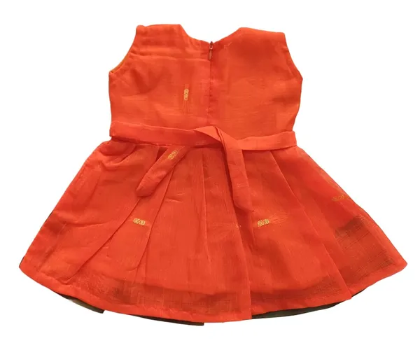 Orange_Cotton_Silk_Premium_&_Elegant_Frock_For_Girls