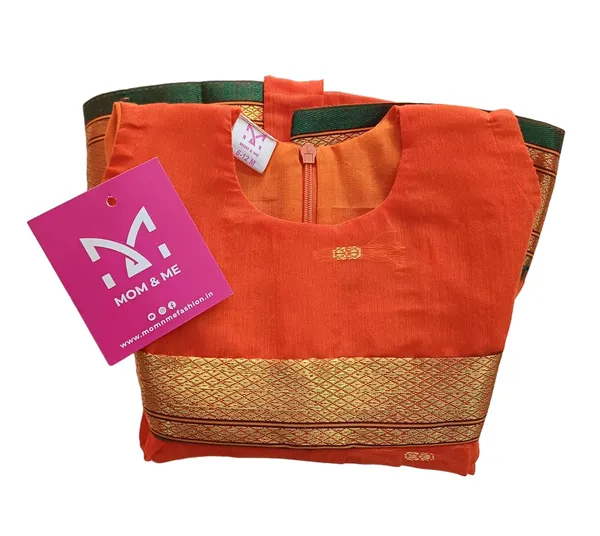 Orange_Cotton_Silk_Premium_&_Elegant_Frock_For_Girls