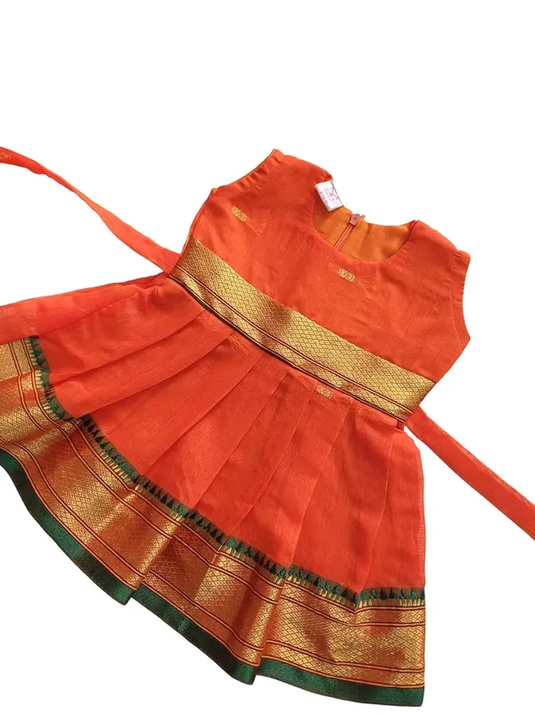Orange_Cotton_Silk_Premium_&_Elegant_Frock_For_Girls