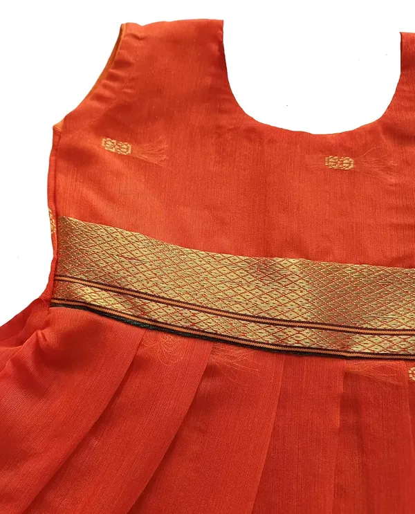 Orange_Cotton_Silk_Premium_&_Elegant_Frock_For_Girls