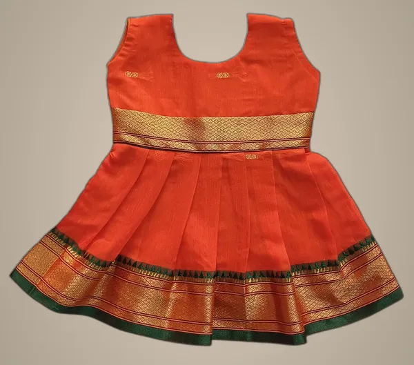 Orange_Cotton_Silk_Premium_&_Elegant_Frock_For_Girls