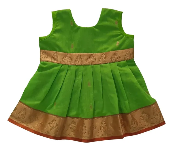 Parrot_Green_Cotton_Silk_Premium_&_Elegant_Frock_For_Girls