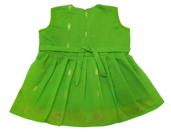 Parrot_Green_Cotton_Silk_Premium_&_Elegant_Frock_For_Girls