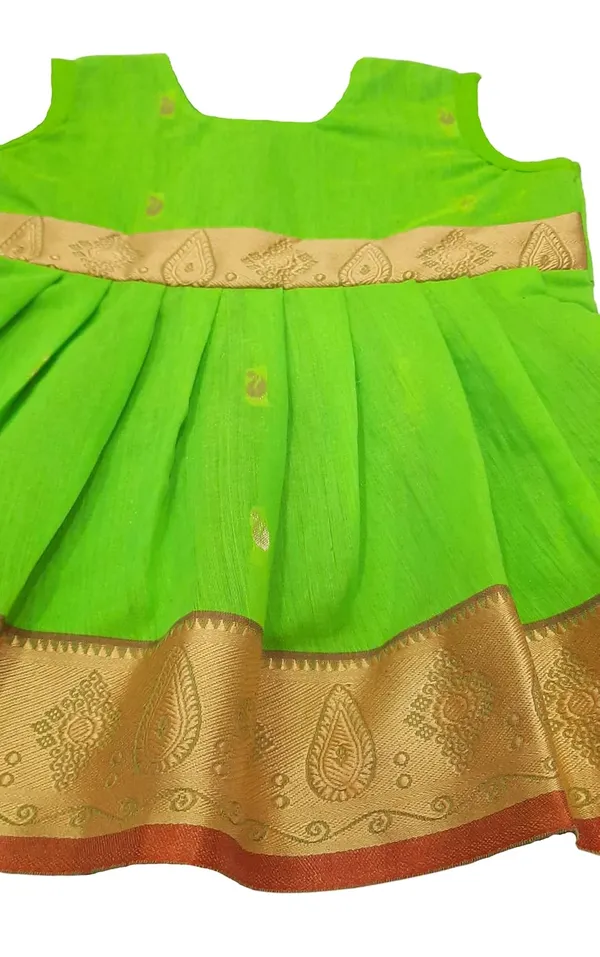 Parrot_Green_Cotton_Silk_Premium_&_Elegant_Frock_For_Girls
