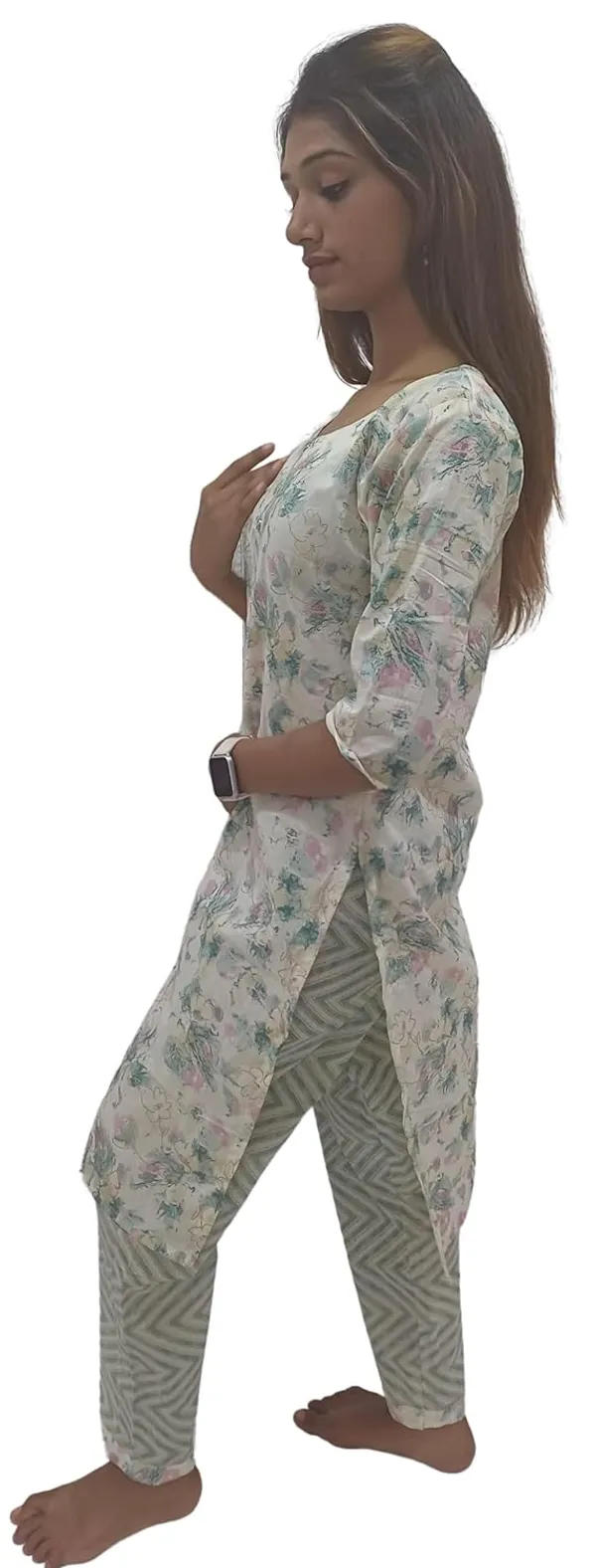 Cream_Pure_Cotton_Premium_&_Elegant_Kurta_With_Pant_Set_For_Women_(Pack_Of_2)
