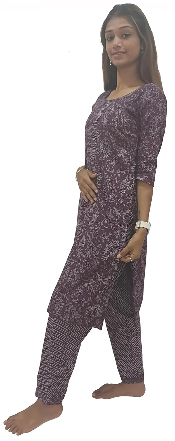 Wine_Pure_Cotton_Premium_&_Elegant_Kurta_With_Pant_Set_For_Women_(Pack_Of_2)