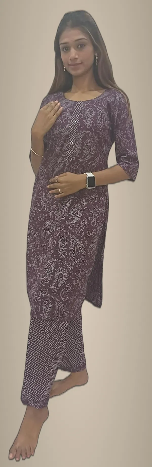 Wine_Pure_Cotton_Premium_&_Elegant_Kurta_With_Pant_Set_For_Women_(Pack_Of_2)