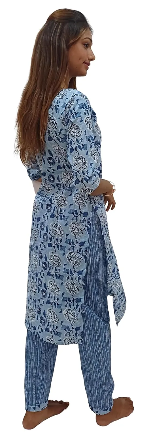Light_Blue_Pure_Cotton_Premium_&_Elegant_Kurta_With_Pant_Set_For_Women_(Pack_Of_2)