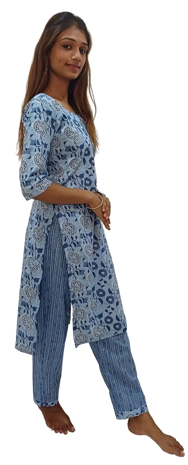 Light_Blue_Pure_Cotton_Premium_&_Elegant_Kurta_With_Pant_Set_For_Women_(Pack_Of_2)